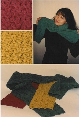 Fiber Trends Lily Chin Collection Reversibly Textured And Cabled Scarf Knit Pattern  103LC